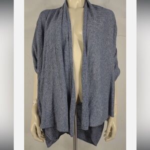 Donna Karan Blue Heather Draped Open Front Cardigan
